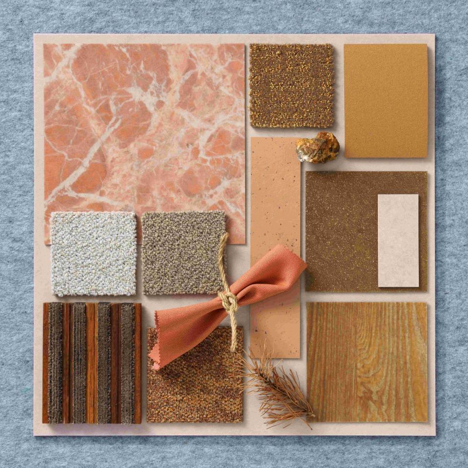 Colorful material samples showcasing Forbo's Allura LVT collection, featuring textures and shades for contemporary interior design.
