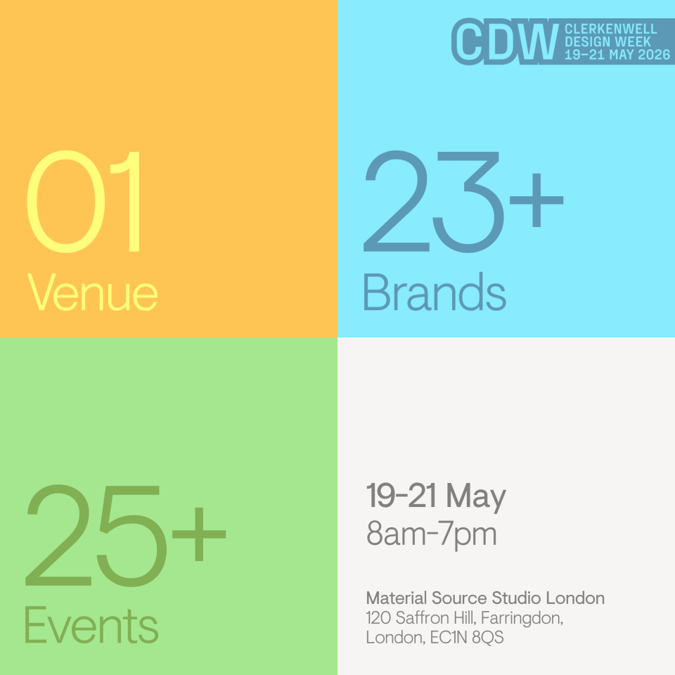 Material Source Studio is a brand new exhibition venue for Clerkenwell Design Week 2026. 