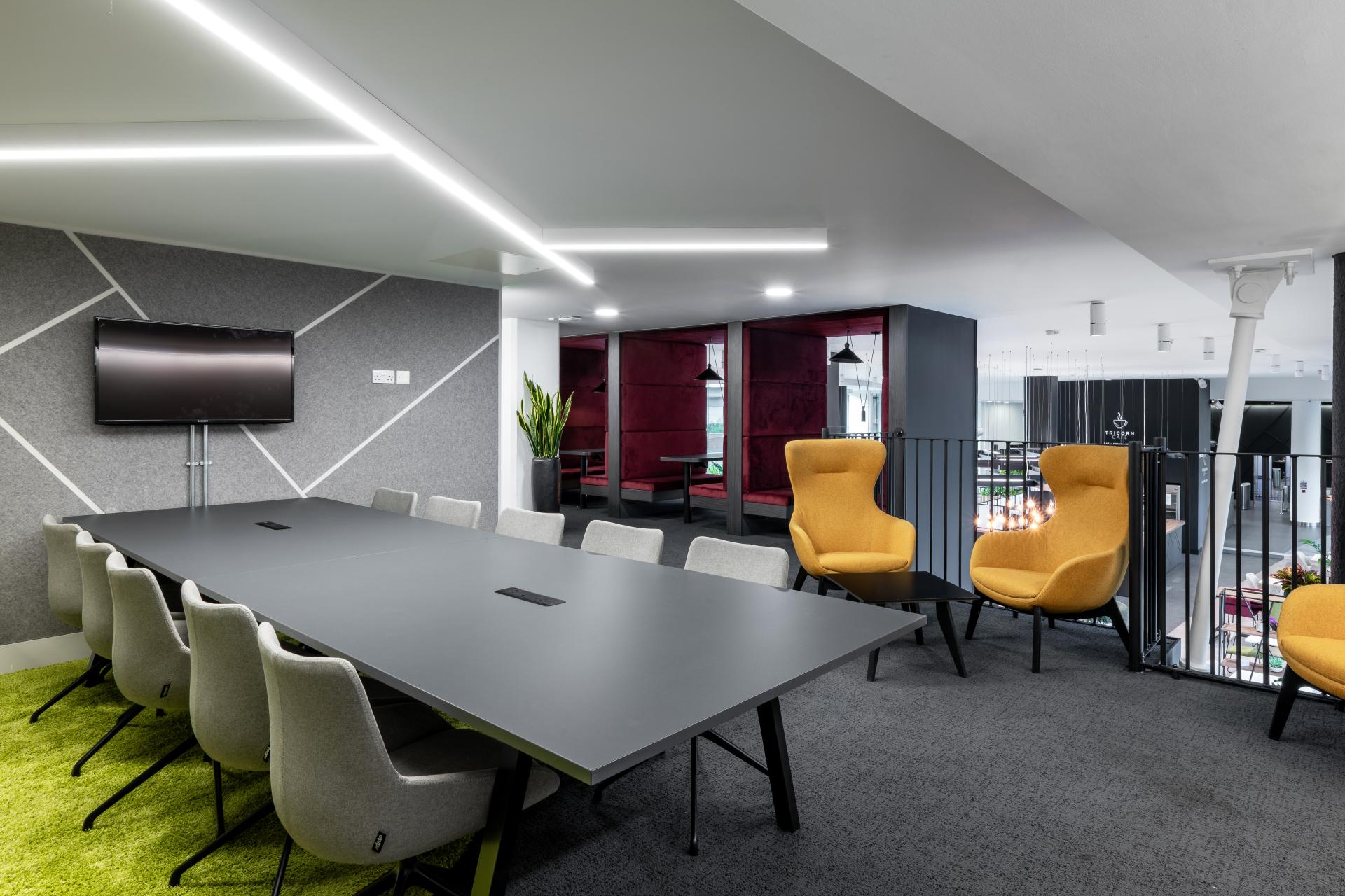 Agua provides rich, textural fabric selection for Tricorn Cafe by DP Designs.