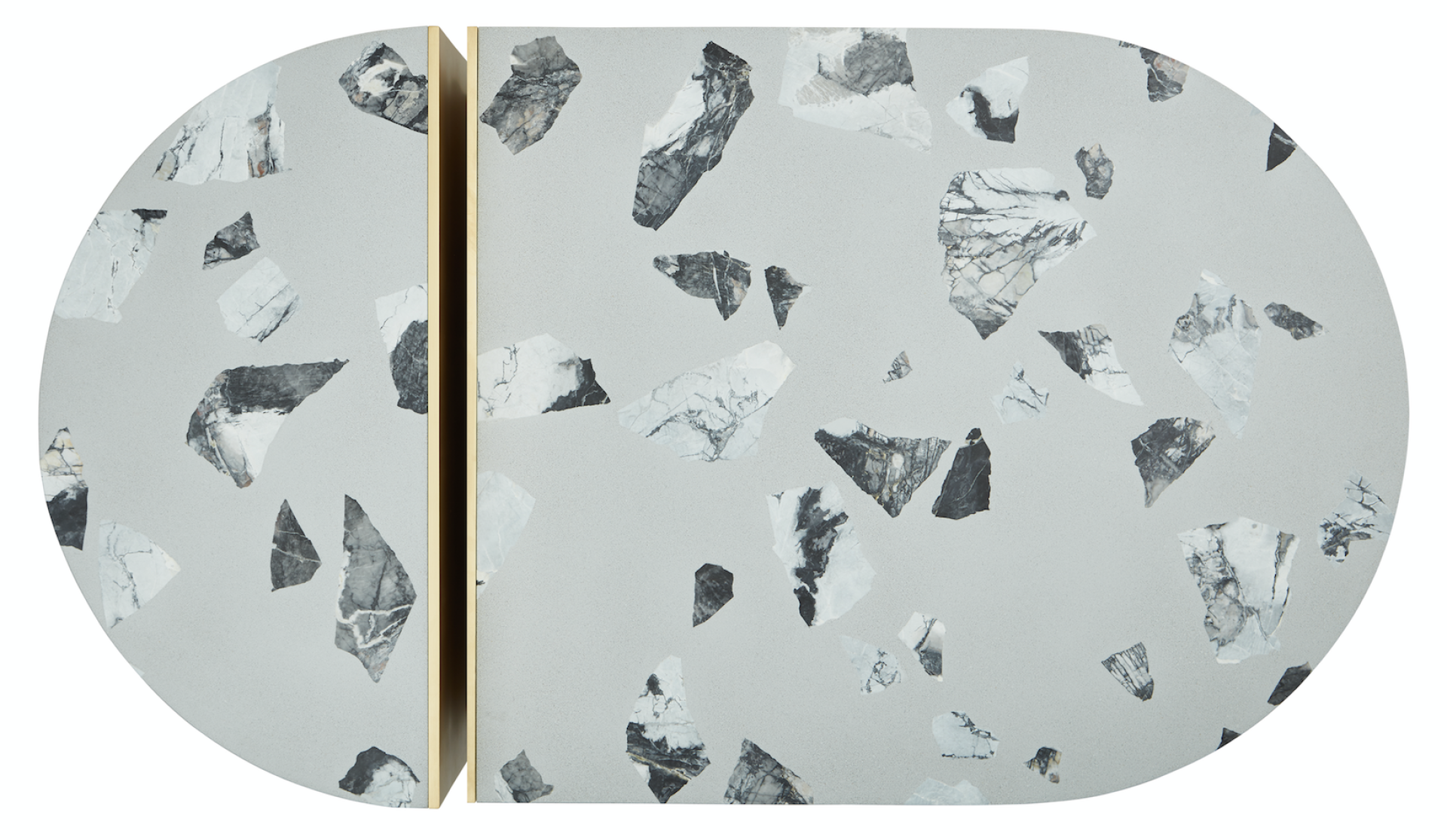 Elegant table surface featuring a unique marble pattern, embodying the distinctive aesthetic of Maison Arabella's architectural design.