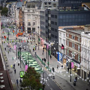First phase of Oxford Street pedestrianisation unveiled by East and Oxford Street Development Corporation.
