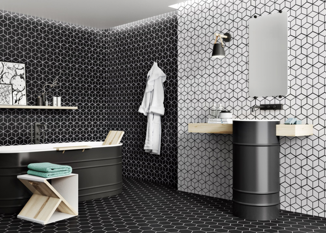 Tile of Spain Trends - Monochrome Mix - Rhombus and Hex by Realonda