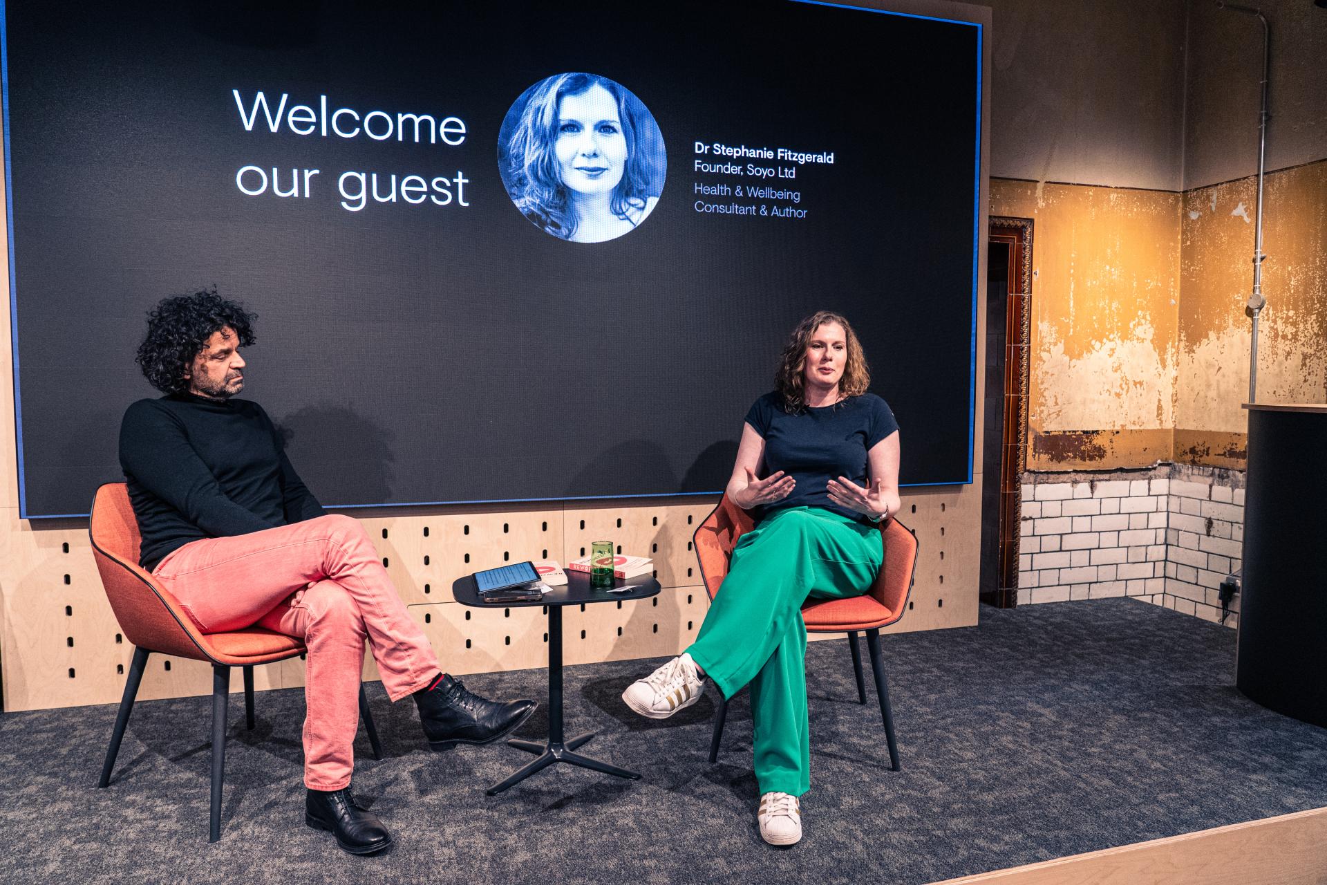 Dr. Stephanie Fitzgerald discusses her book, Reworked, focused on health and wellbeing in a studio setting.