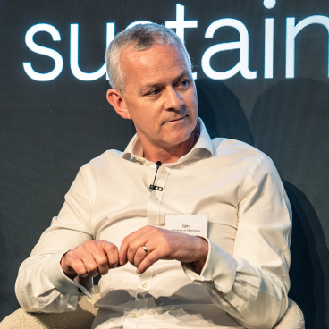 Expert panelist discussing sustainability at Material Source Studio event in Glasgow, addressing the urgent need for action.