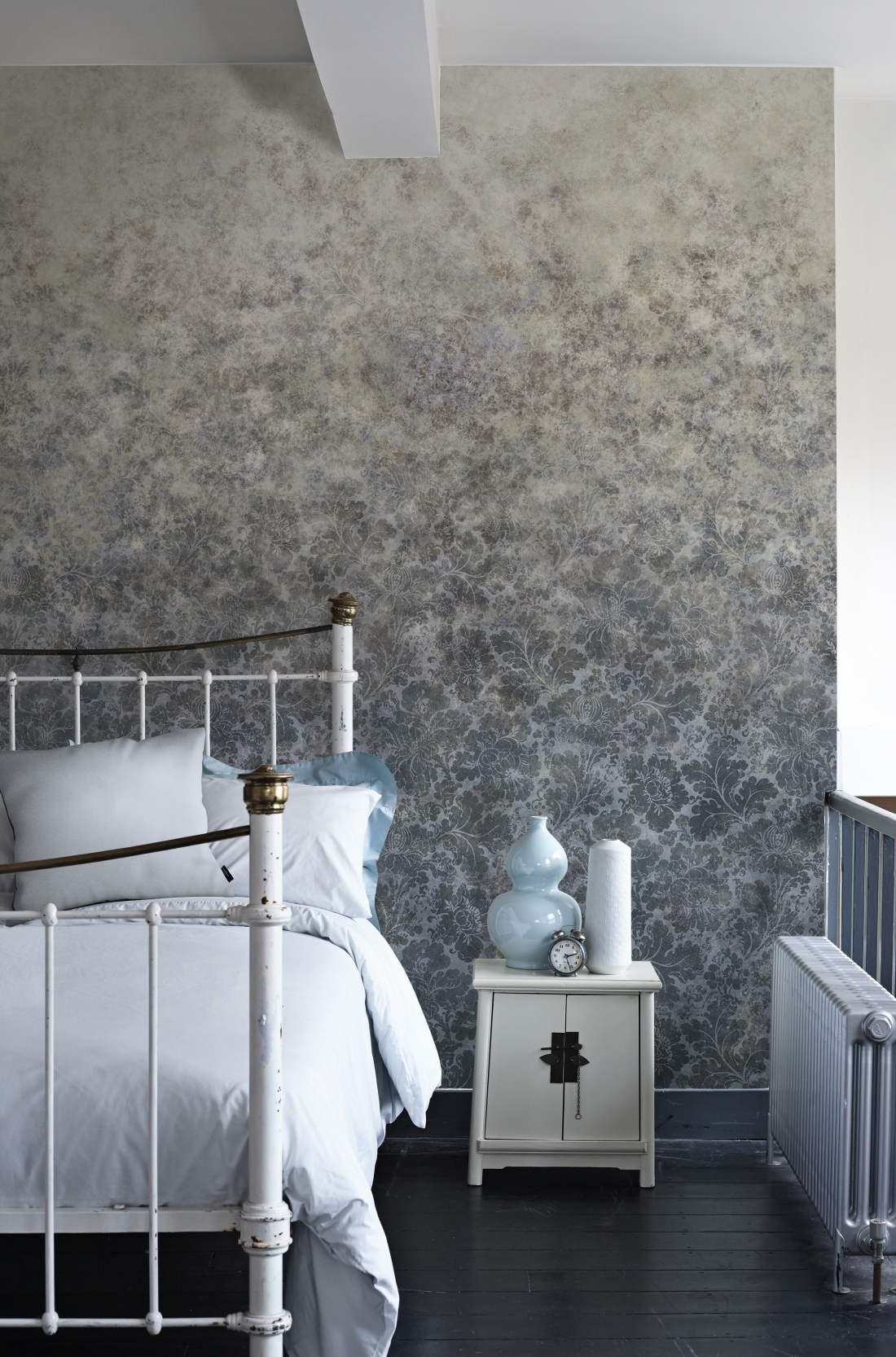 VACranford Damask Petrol Blue Wallpaper Mural from the V&A Collection at Surface View Wallpaper Murals