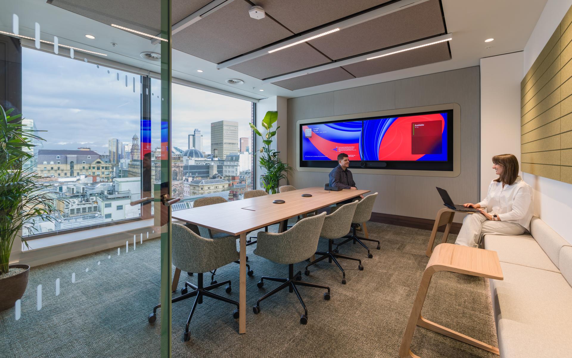 SpaceInvader's workplace scheme for Virgin Media O2 balances vibrancy with variety to support congregation and calm.