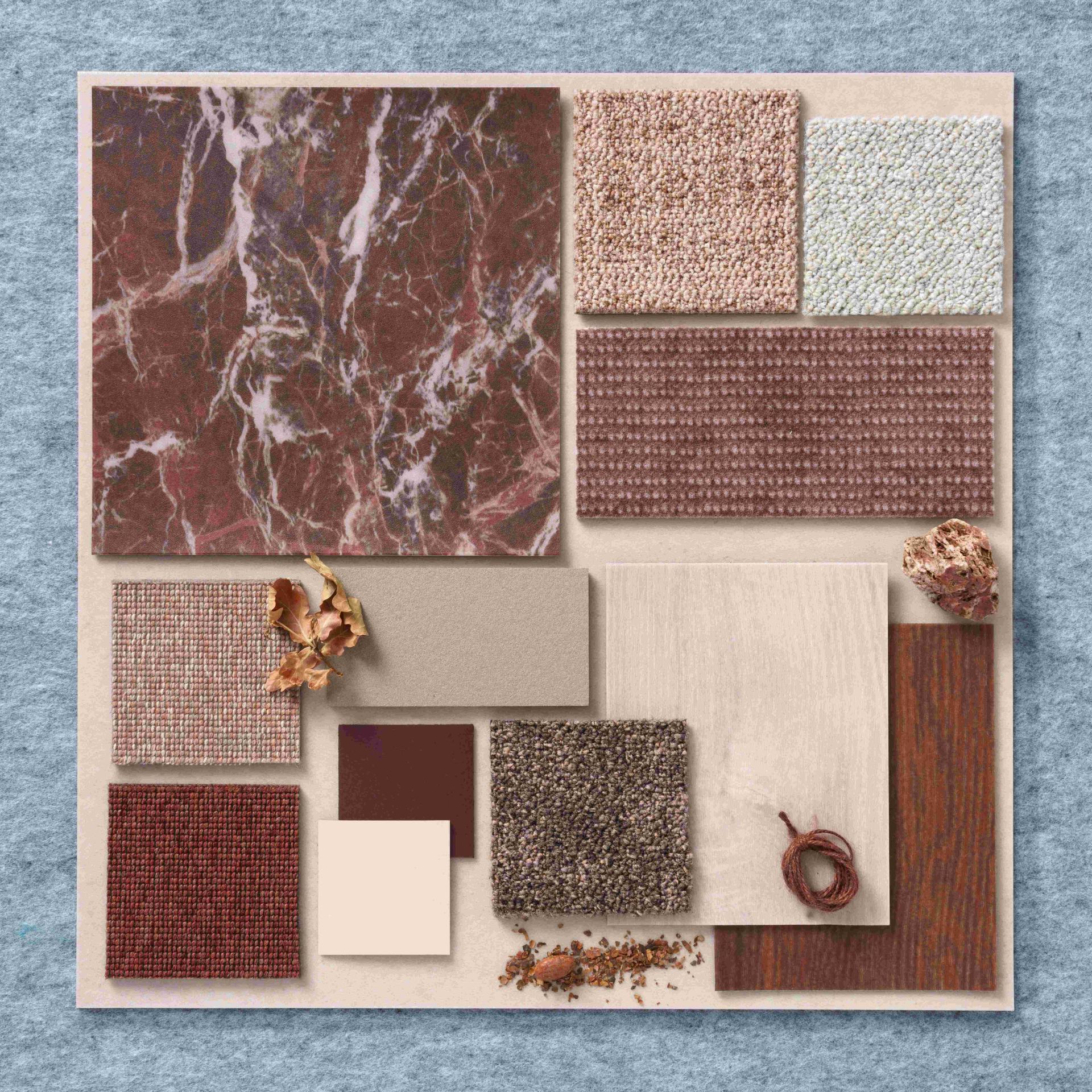 Collage of Forbo's Allura LVT designs showcasing diverse textures and colors for contemporary interior flooring solutions.