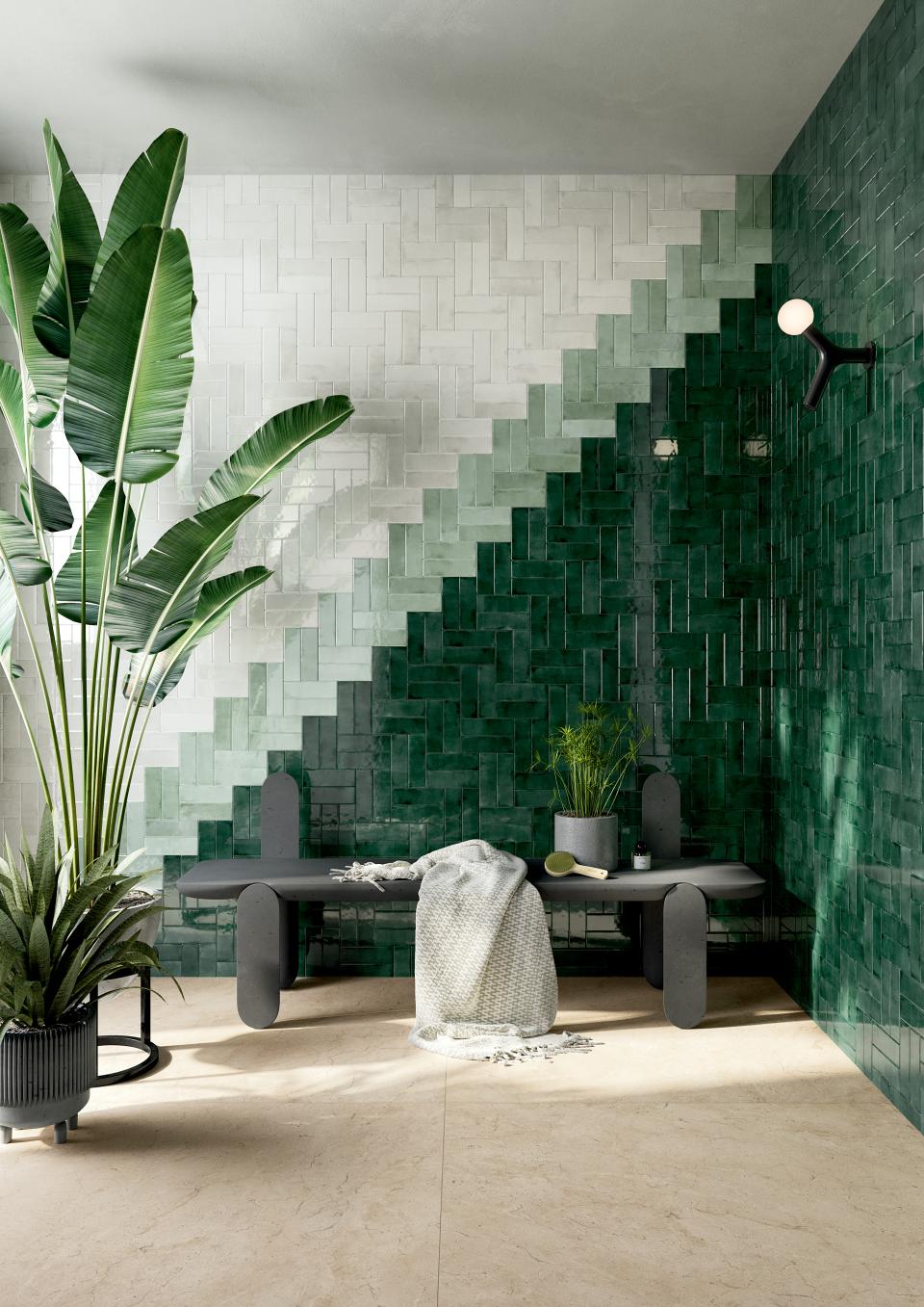 Grestec's Osta collection of ceramic tiles inspired by watercolour effects.