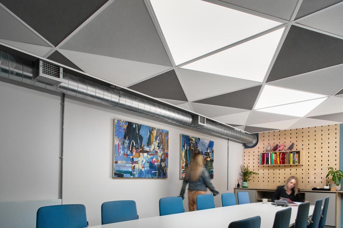 Zentia & Light Forms collaborate on a new angle for ceiling design.