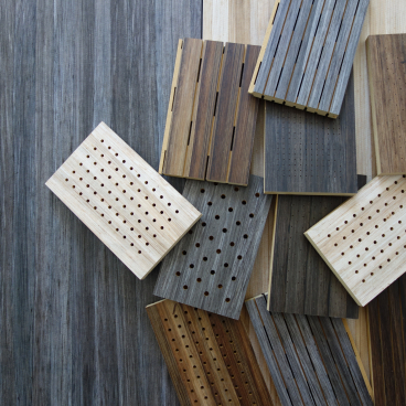 FIBandCO's banana plant trunk products displayed, showcasing various textures and colors of sustainable wood materials.