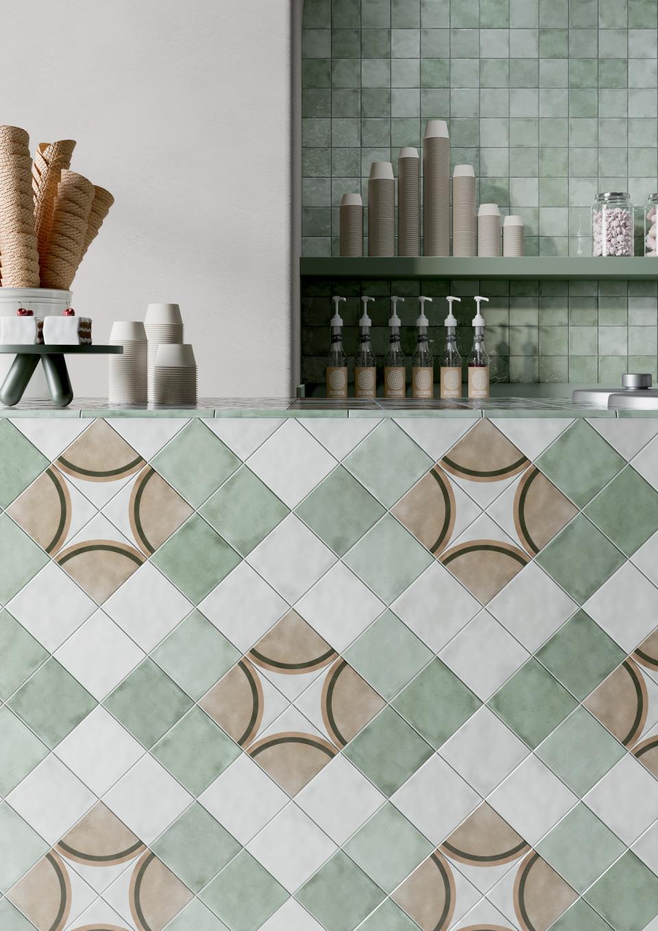 Grestec's Osta collection of ceramic tiles inspired by watercolour effects.