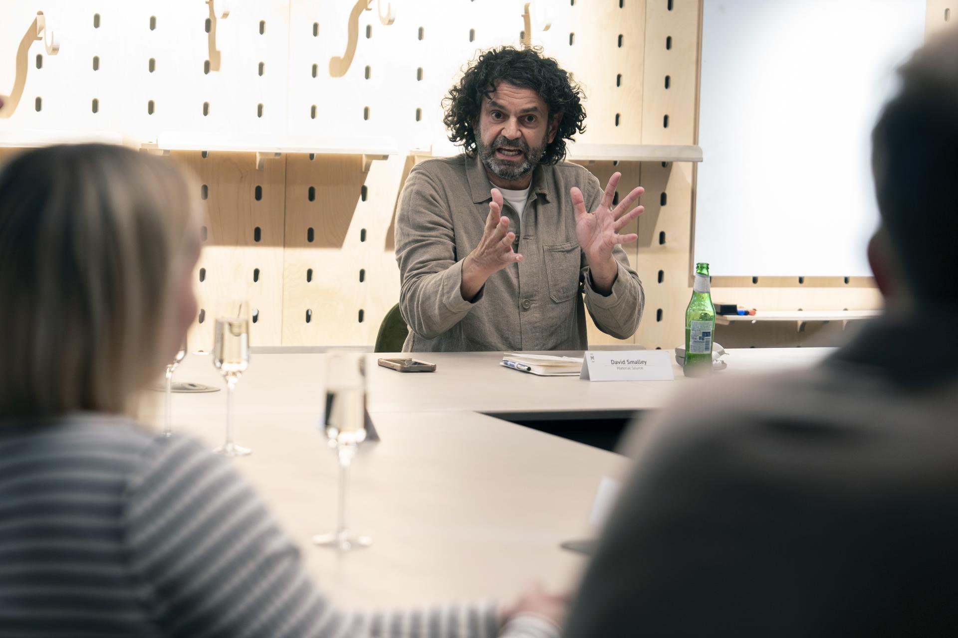 Discussion at a roundtable seminar on Manchester's residential property mix, featuring speaker David Smalley.