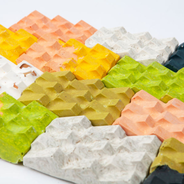 Colorful textured samples of surface designs, showcasing innovative materials and trends for the Surface Design Show 2022.