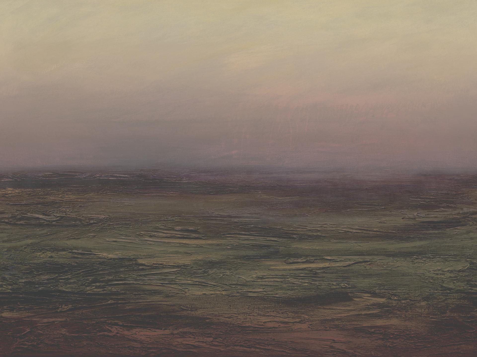 Abstract landscape painting featuring muted earthy tones, perfect for inspiring designers in the built environment.