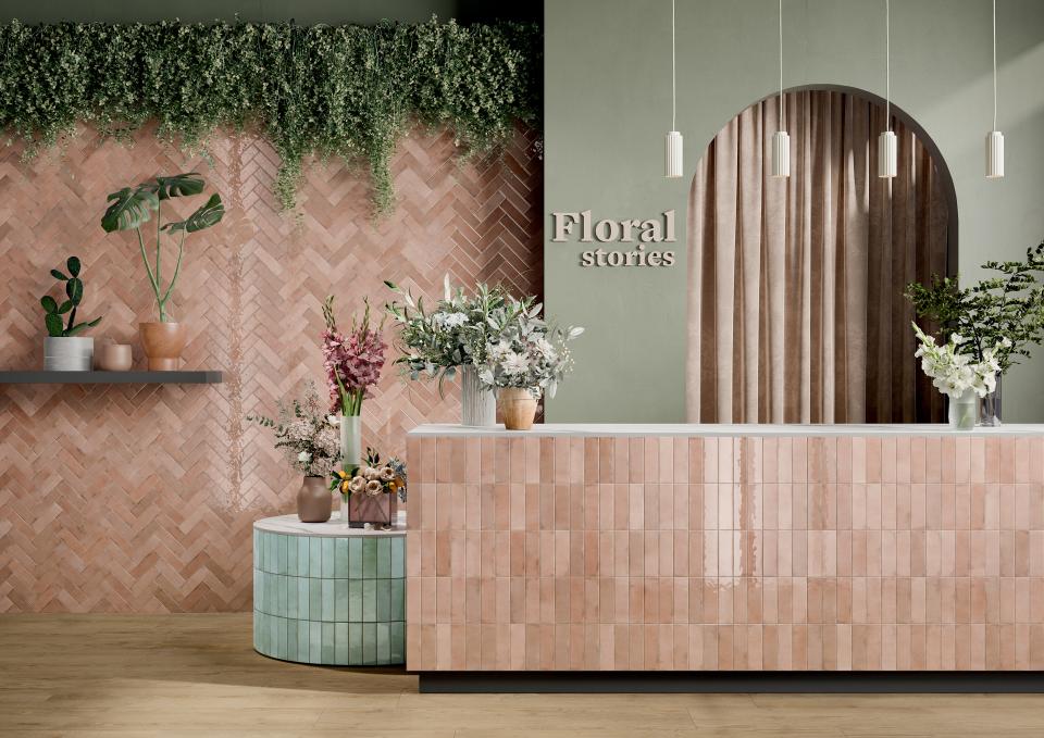 Grestec's Osta collection of ceramic tiles inspired by watercolour effects.