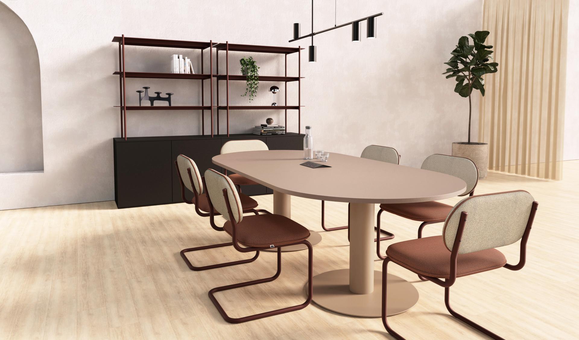 Piper collection dining set featuring an oval table and stylish chairs in a modern, light-filled interior.