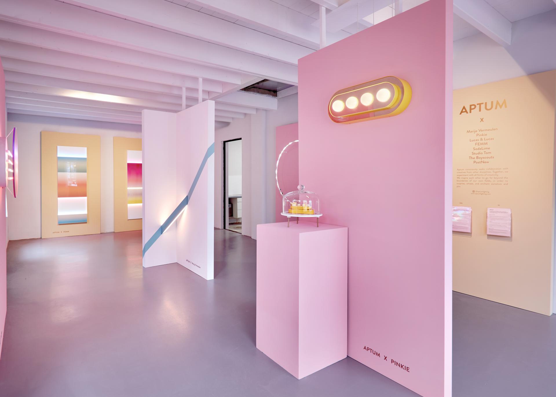 Showcasing vibrant pastel walls and playful lighting at DDW 2023, highlighting ceramics and design inspired by street art.