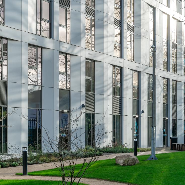 A faceted SureClad® SureStone® façade from Shackerley at New Garden Square.