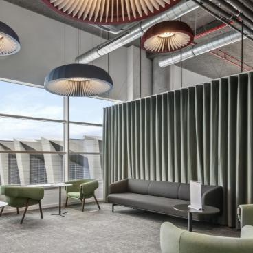 Toad & Line lamps by lumenear selected by CAPTIF Office Architects for Brussels Airlines.