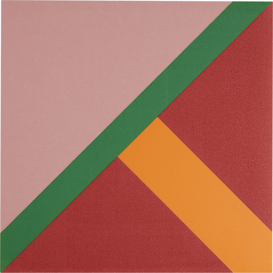 Colorful technicolour tile design featuring geometric shapes in pink, green, red, and orange, showcased at Clerkenwell Design Week.