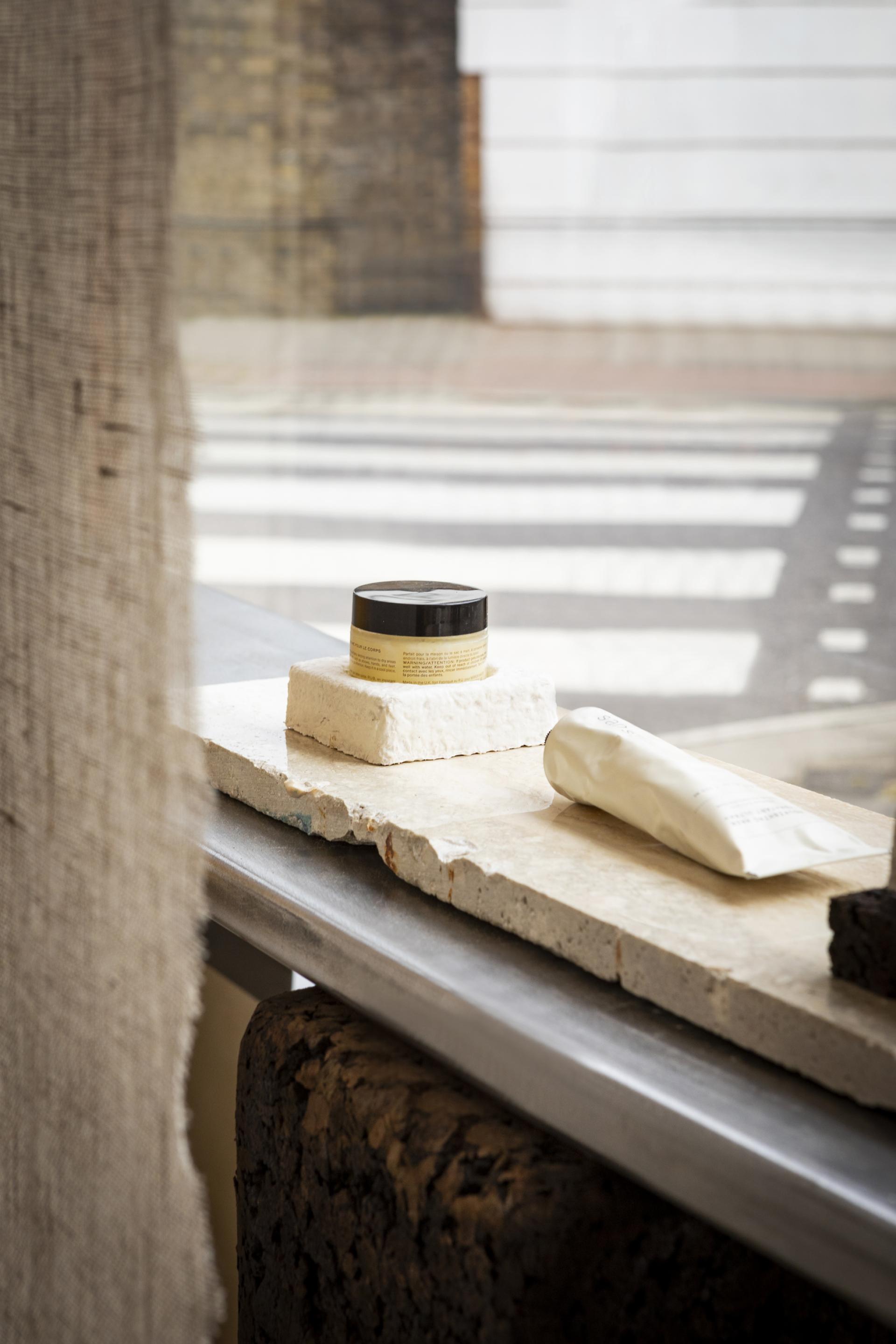 Eco-friendly store display featuring salvaged materials and sustainable products at big. in East London's Victoria Park Village.