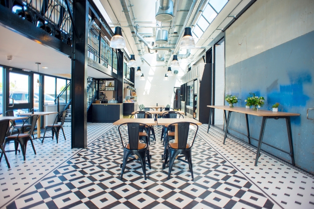 Industrial style at Tool & Gauge, using Karndean Heritage Collection Flooring.