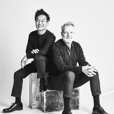 George Yabu and Glenn Pushelberg, founders of Yabu Pushelberg, pose together, showcasing their collaborative spirit in interior design.