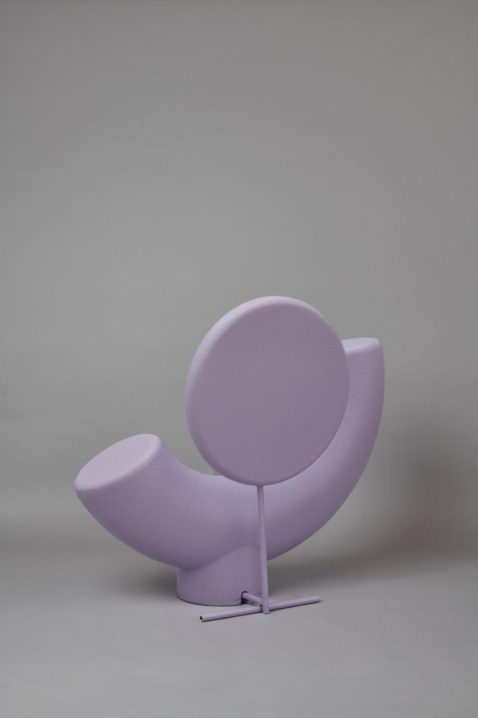 Stylish purple chair design from Mas Creations by Masquespacio, inspired by friendship and playful interactions.