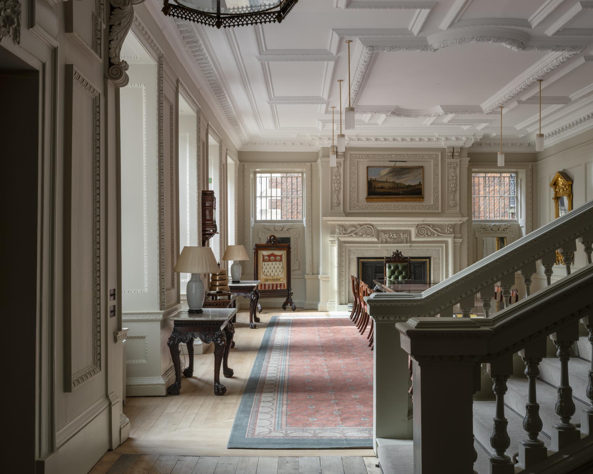 Carter Owers Studio reimagines the interiors of Skinners' Hall as 8½ London. 