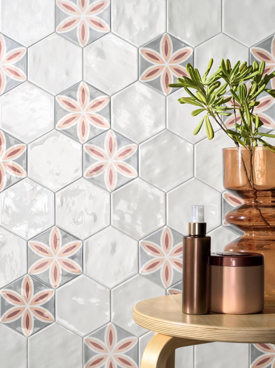Grestec's Osta collection of ceramic tiles inspired by watercolour effects.