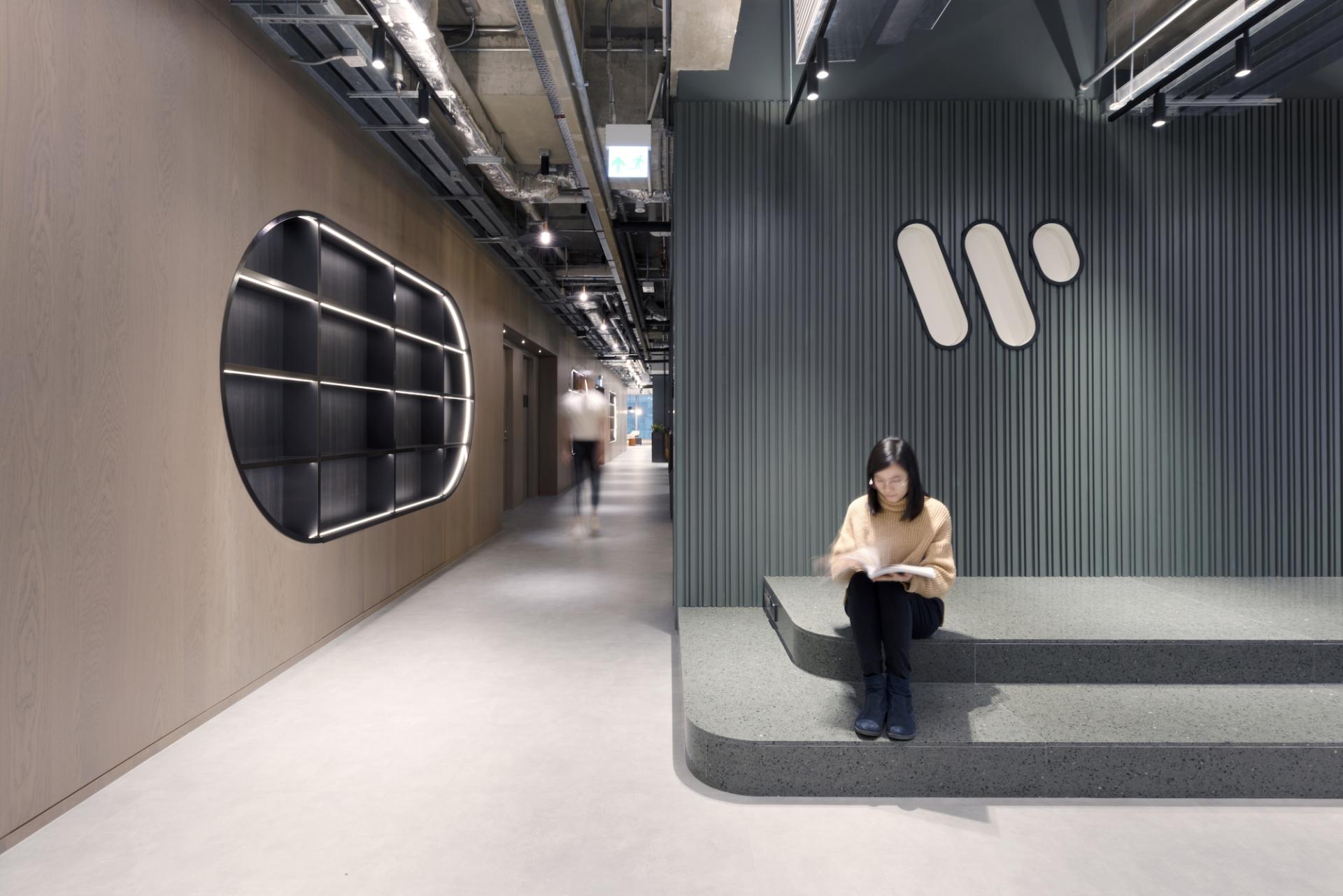 Modern office space for Warner Music Hong Kong featuring inviting seating and sleek design elements by Bean Buro.