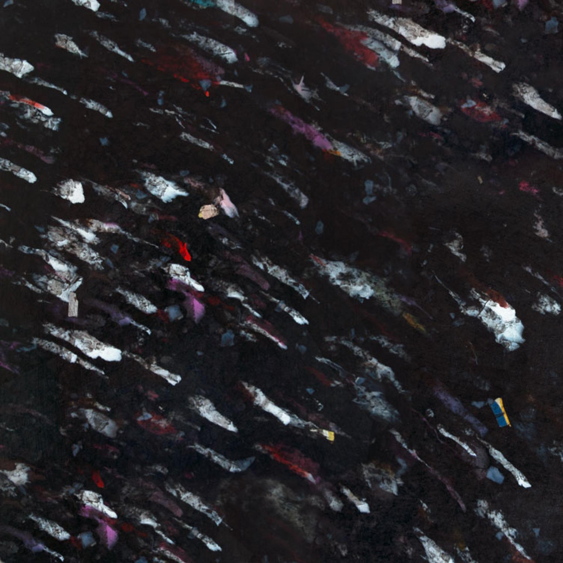 Vibrant abstract texture featuring bold colors and patterns, showcasing innovative materials by Smile Plastics for Surface Design Show 2022.