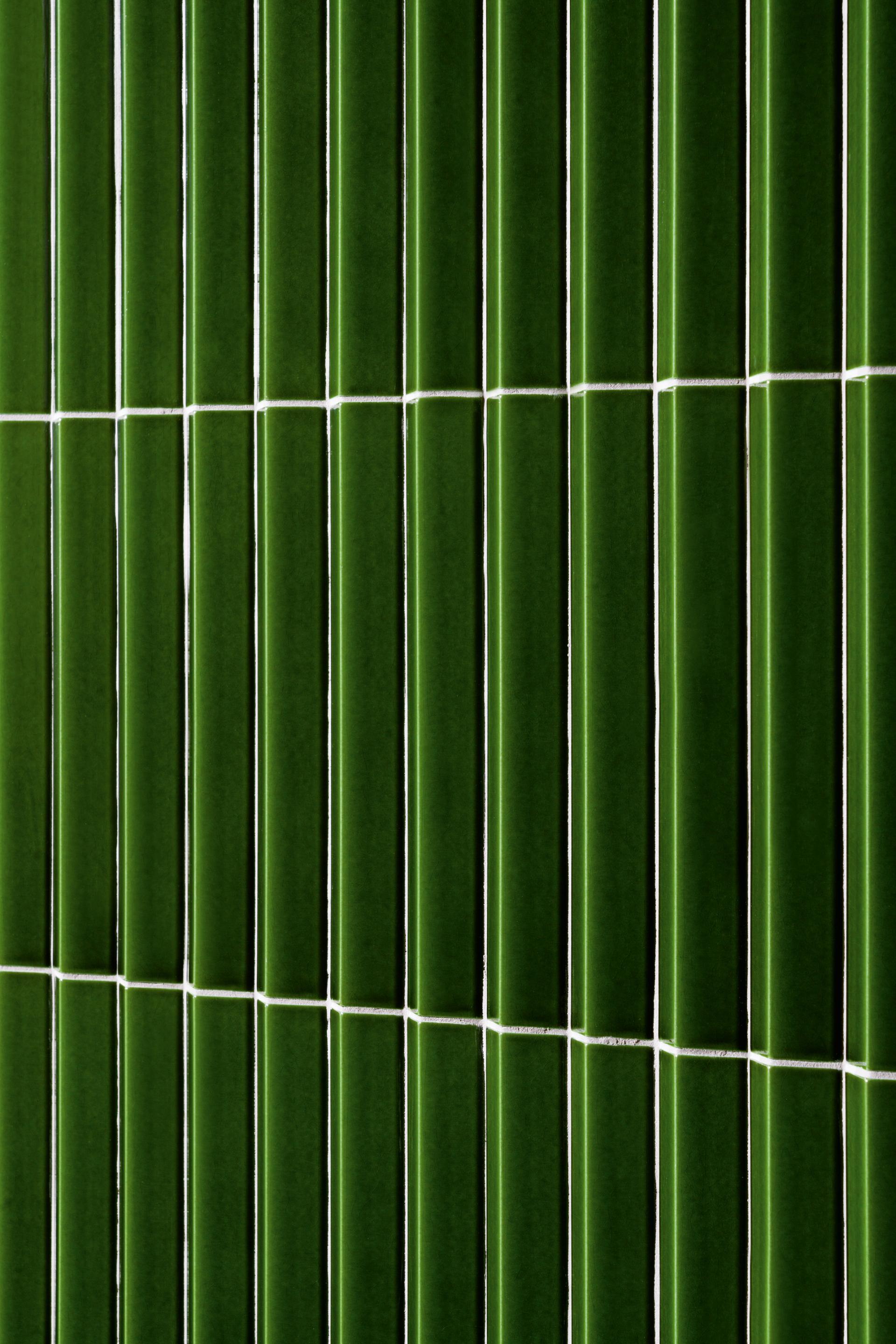 Textured green tile design showcasing Mutina's collaboration with Studio Bouroullec in their tenth anniversary collection.