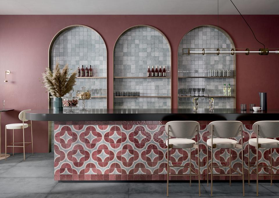Grestec's Osta collection of ceramic tiles inspired by watercolour effects.