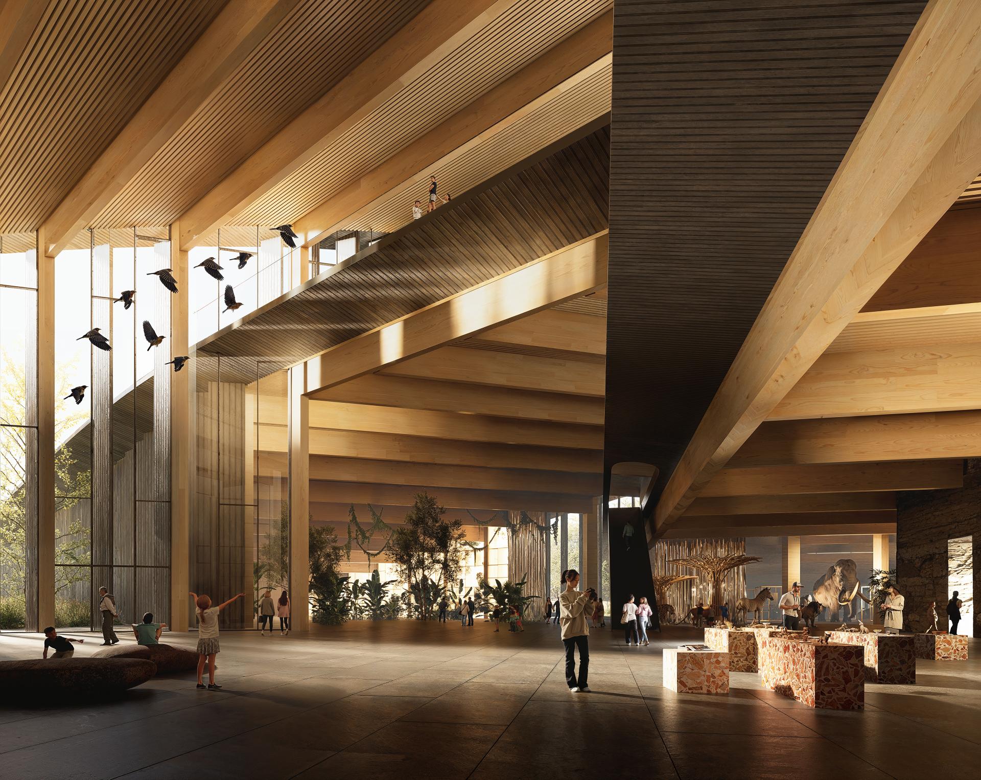 A large entrance to the new Hungarian Natural History Museum