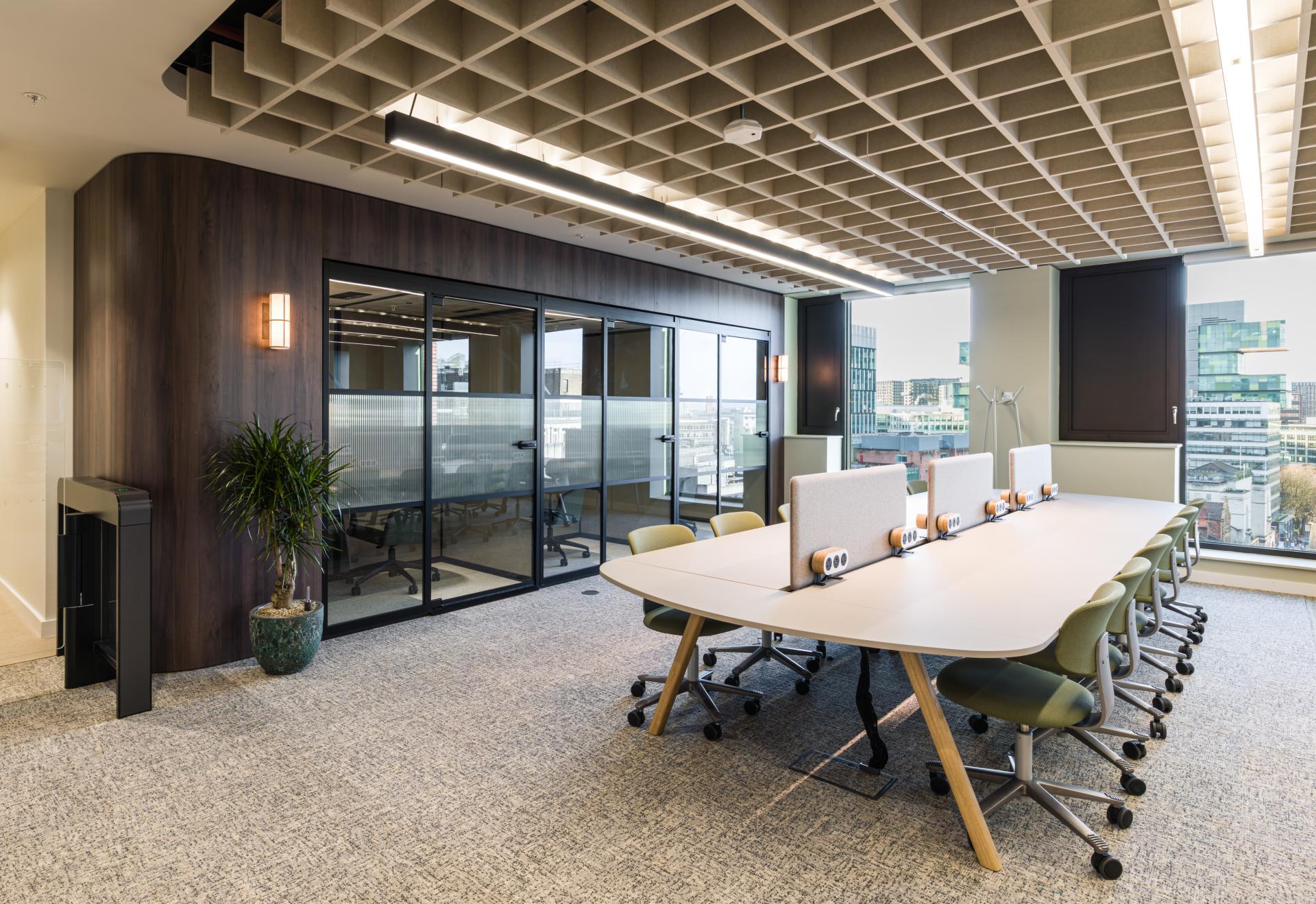 SpaceInvader's workplace scheme for Virgin Media O2 balances vibrancy with variety to support congregation and calm.