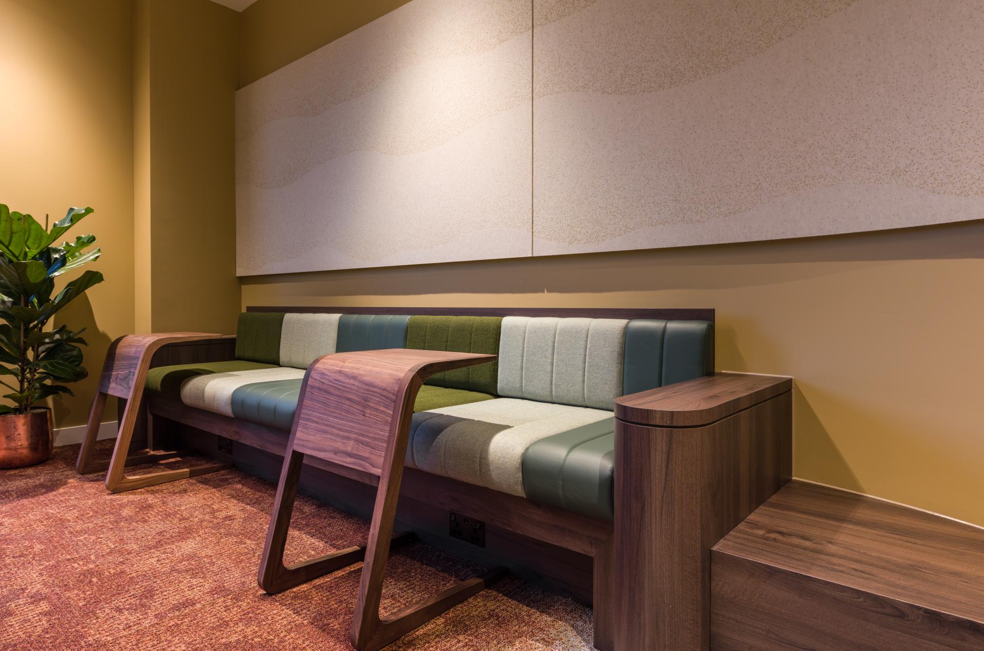 SpaceInvader's workplace scheme for Virgin Media O2 balances vibrancy with variety to support congregation and calm.