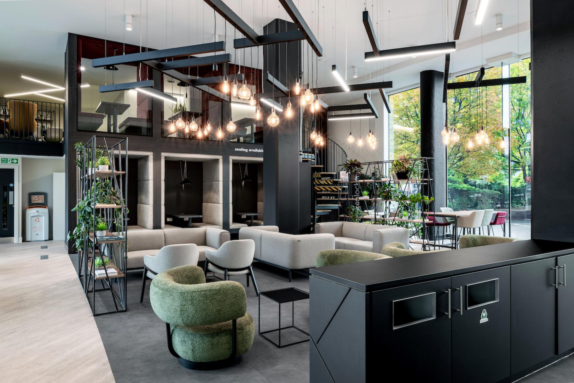 Agua provides rich, textural fabric selection for Tricorn Cafe by DP Designs.