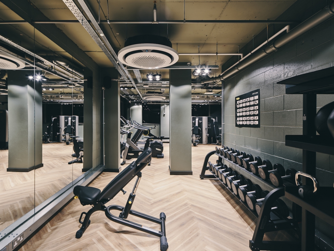 Symons House, Leeds - Lower-ground floor gym. Photography by Gu Shi Yin