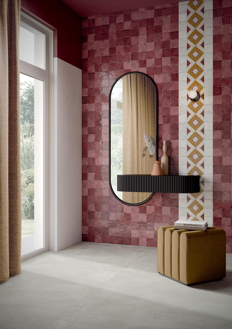 Grestec's Osta collection of ceramic tiles inspired by watercolour effects.