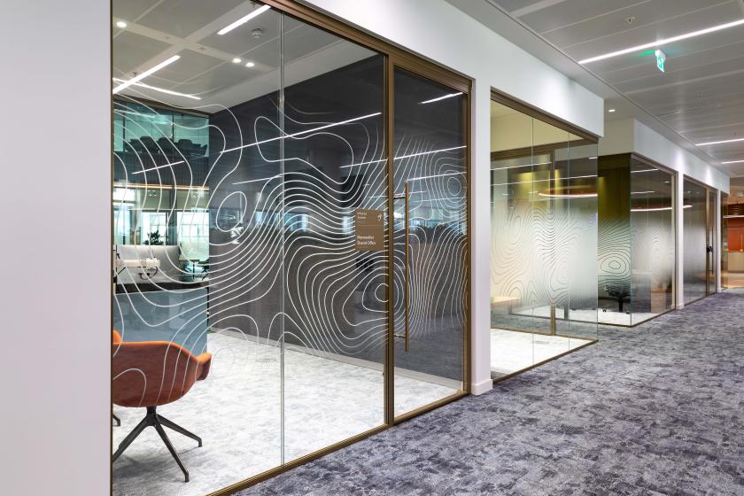 Radii supports tp bennett & Overbury with bespoke bronze framed glazed partitions at banking HQ in London.