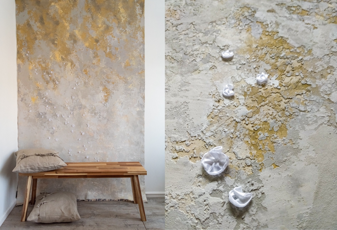 Autumn Blossom Textured Plaster Mural Canvas Vacarda