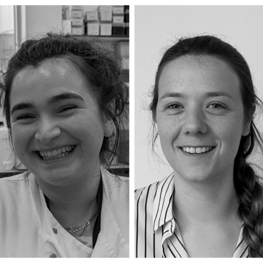 Four artists from DeakinBio, engaged in innovative research and creative projects, showcasing diverse expressions in black and white portraits.
