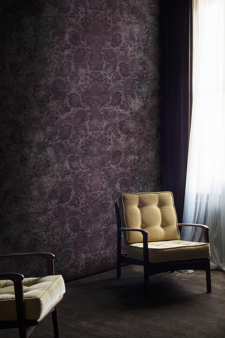 Lydiard Damask Tyrian Purple Wallpaper Mural from the V&A Collection at Surface View Wallpaper Mural