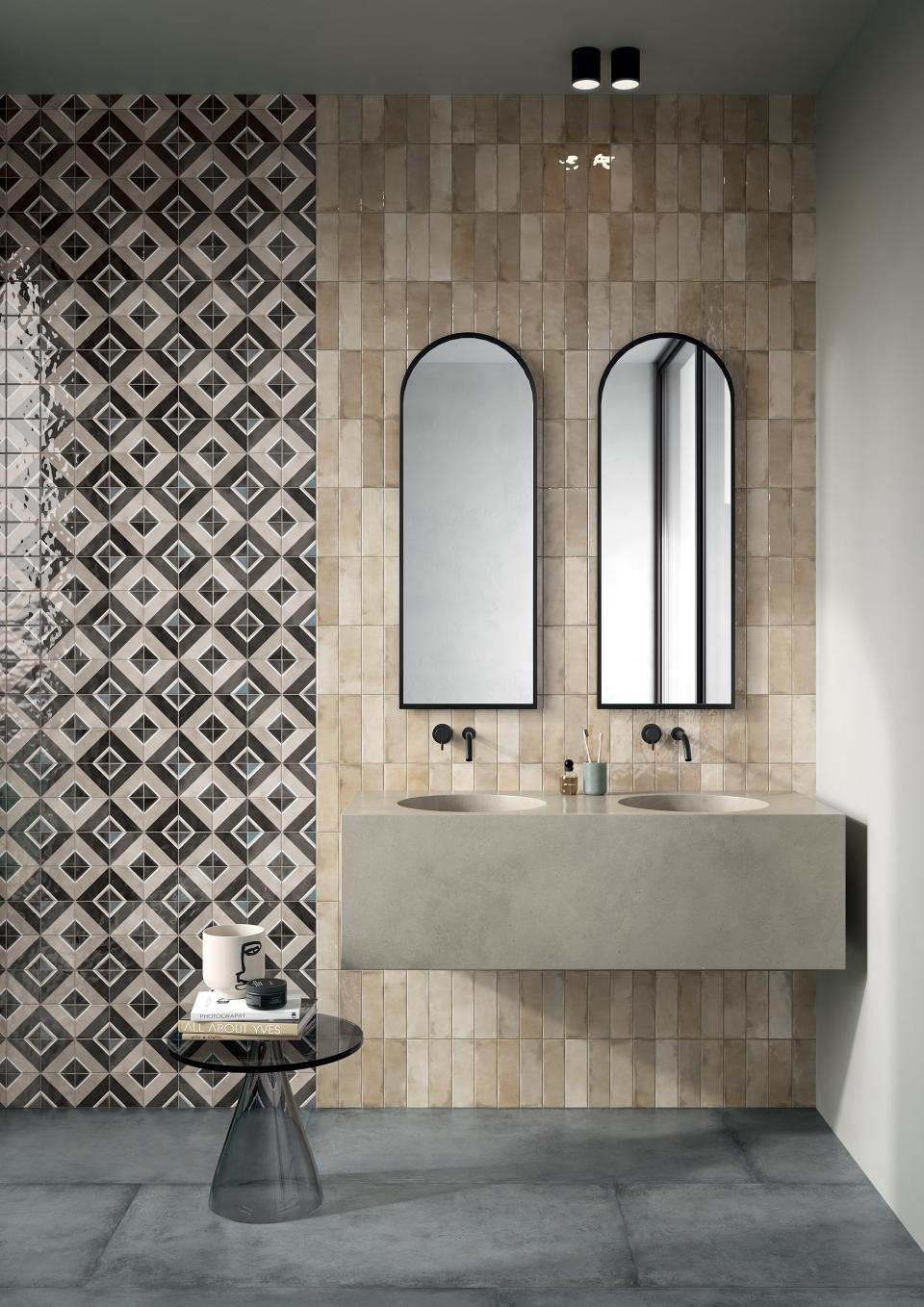 Grestec's Osta collection of ceramic tiles inspired by watercolour effects.