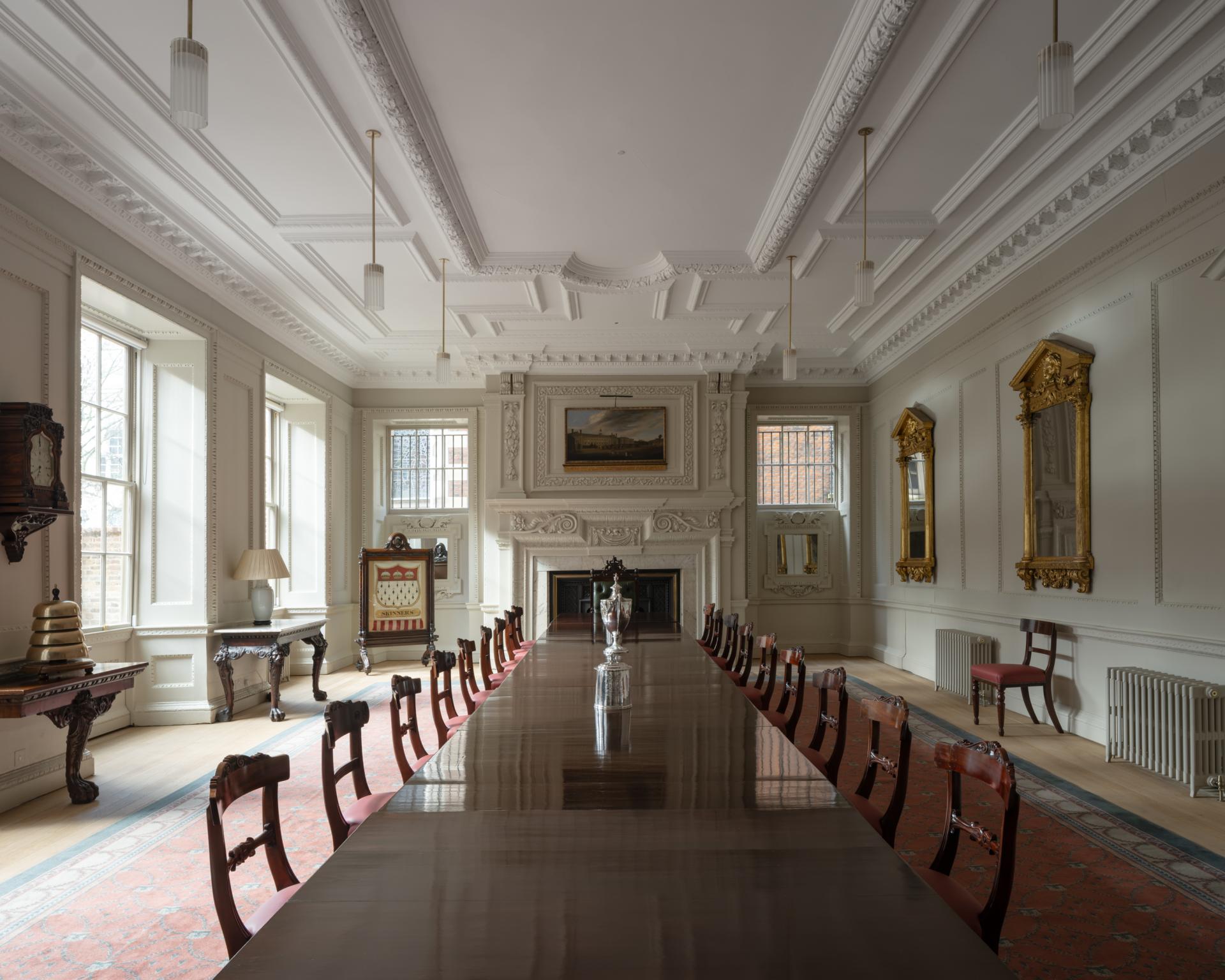 Carter Owers Studio reimagines the interiors of Skinners' Hall as 8½ London. 