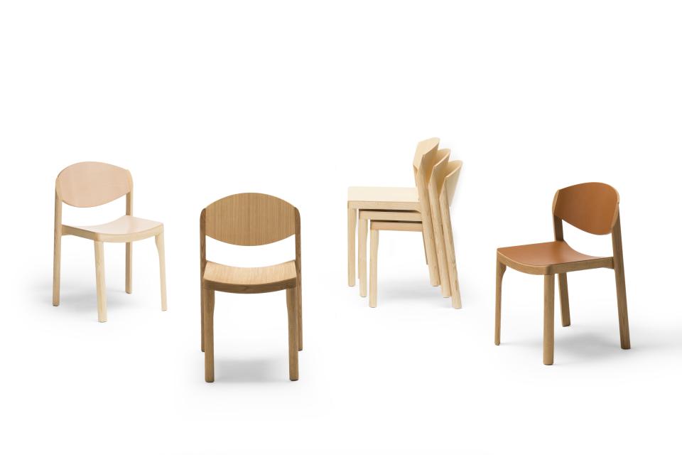 Contemporary wooden chairs from Established & Sons, showcasing minimalist design and natural materials.