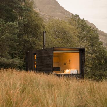 Corr Cabins crafts retreats reflective of Scotland's raw materials and rural landscape.
