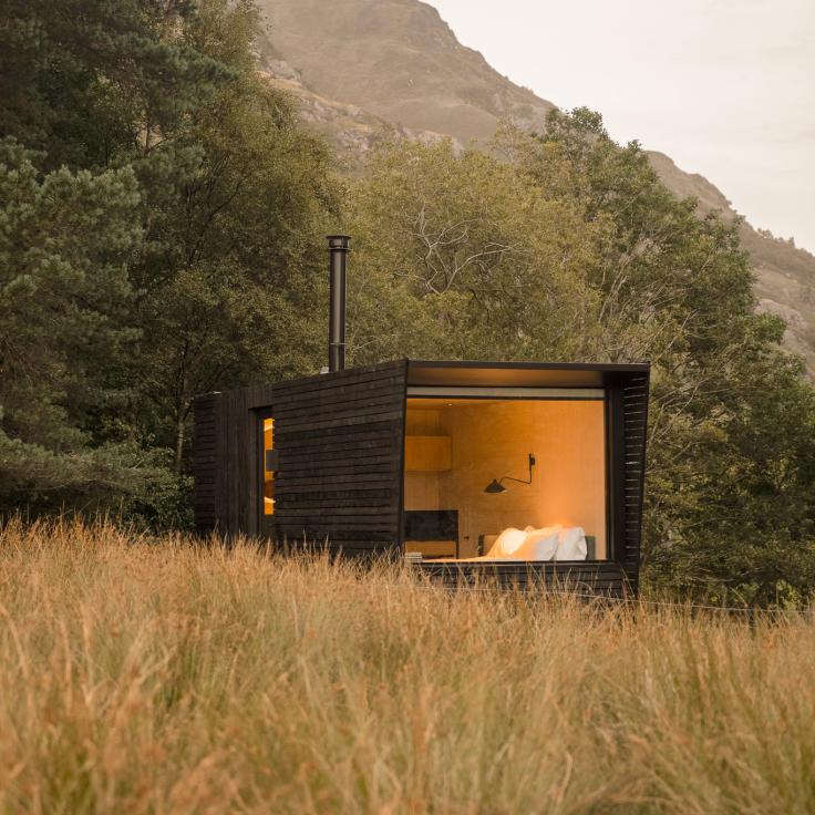 Corr Cabins crafts retreats reflective of Scotland's raw materials and rural landscape.