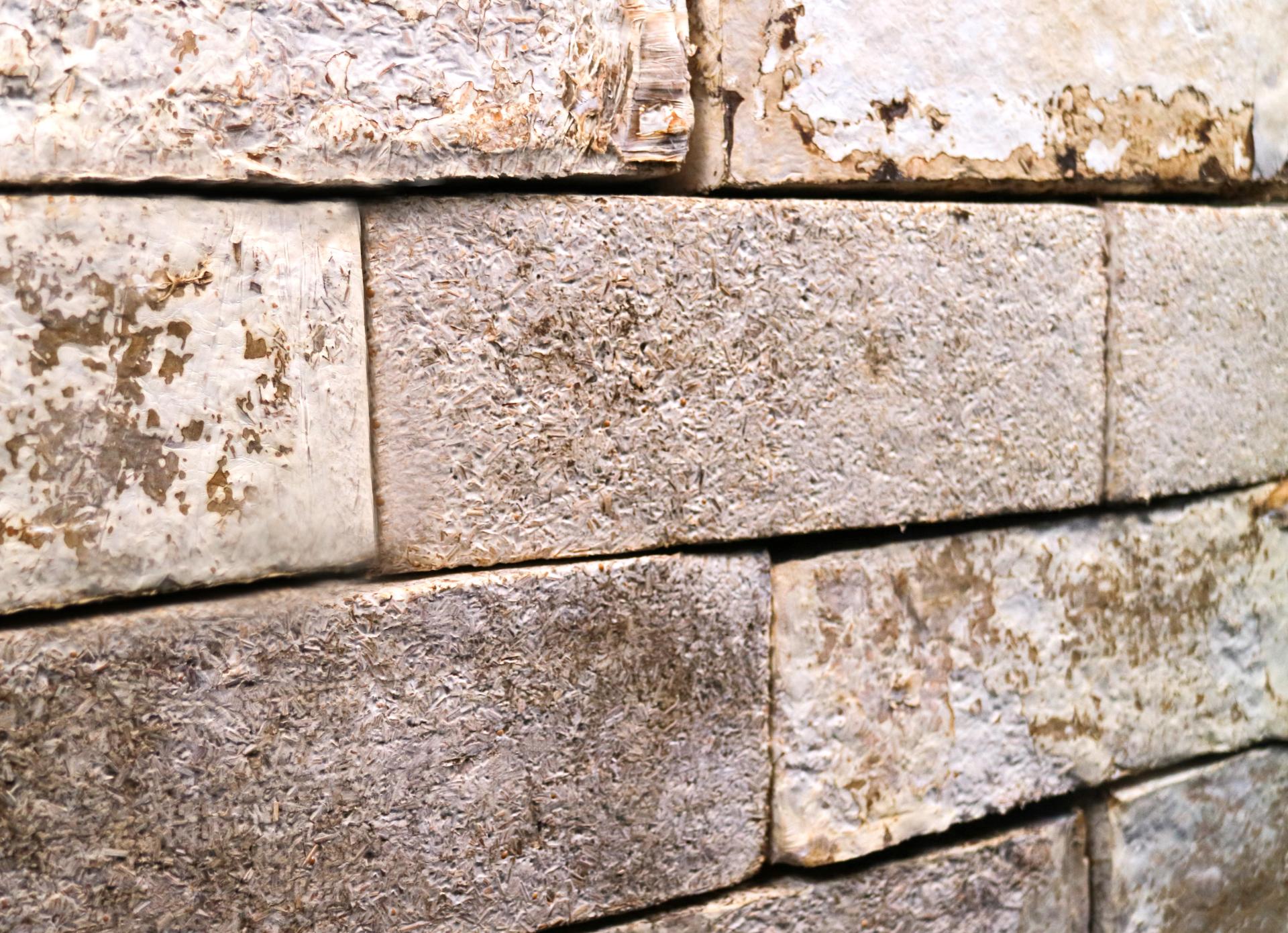Natural-looking bio bricks showcasing innovative material design, relevant to BIOHM's equity crowdfunding campaign in sustainable building solutions.